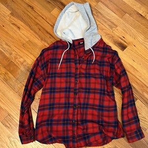 Urban outfitters flannel hoodie